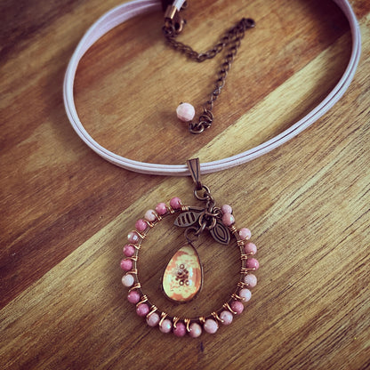 本革 チョーカー ピンク 梅 ロードナイト チョーカー