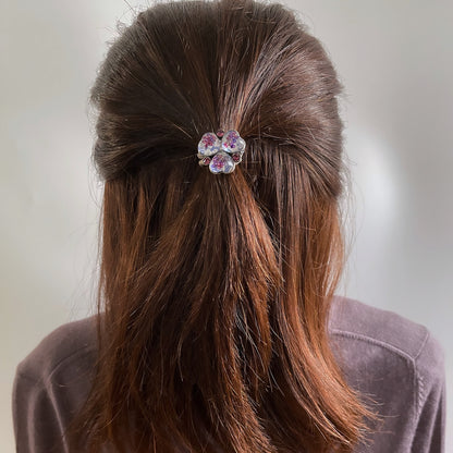 ヘアゴム 紫 すみれ ラインストーン TAMARUSAN