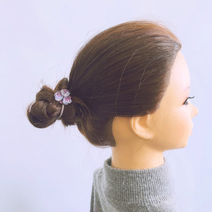 ヘアゴム 紫 すみれ ラインストーン TAMARUSAN