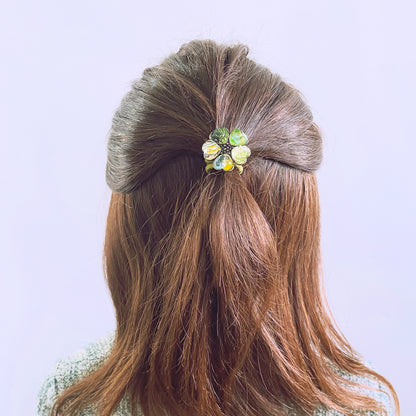 ヘアゴム 花 緑 ハンドメイド 樹脂 TAMARUSAN