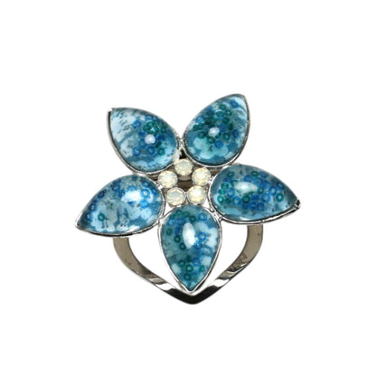 スカーフ留めクリップ 花 梅 水色 TAMARUSAN