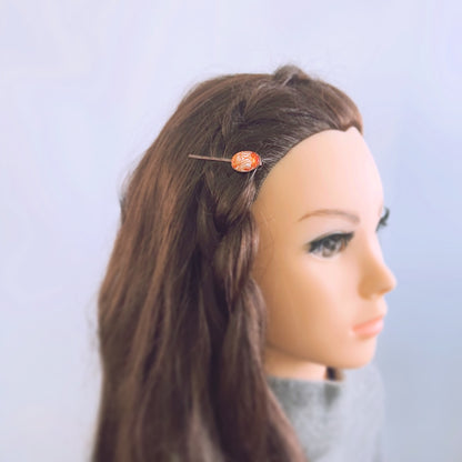 ヘアピン オレンジ 渦巻き アンティーク調