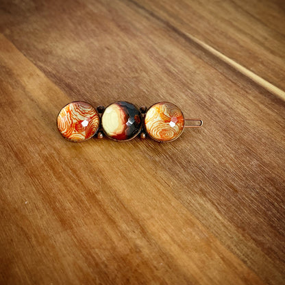 パッチン留め 三毛猫 渦巻き オレンジ パッチン留め