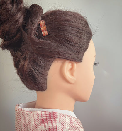 パッチン留め 四角 オレンジ 渦巻き TAMARUSAN