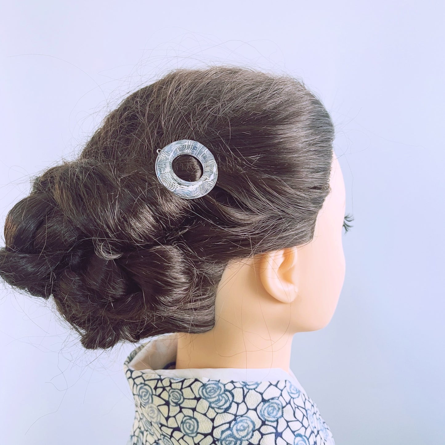 大人 パッチン留め 水色 ドーナツ パッチン留め