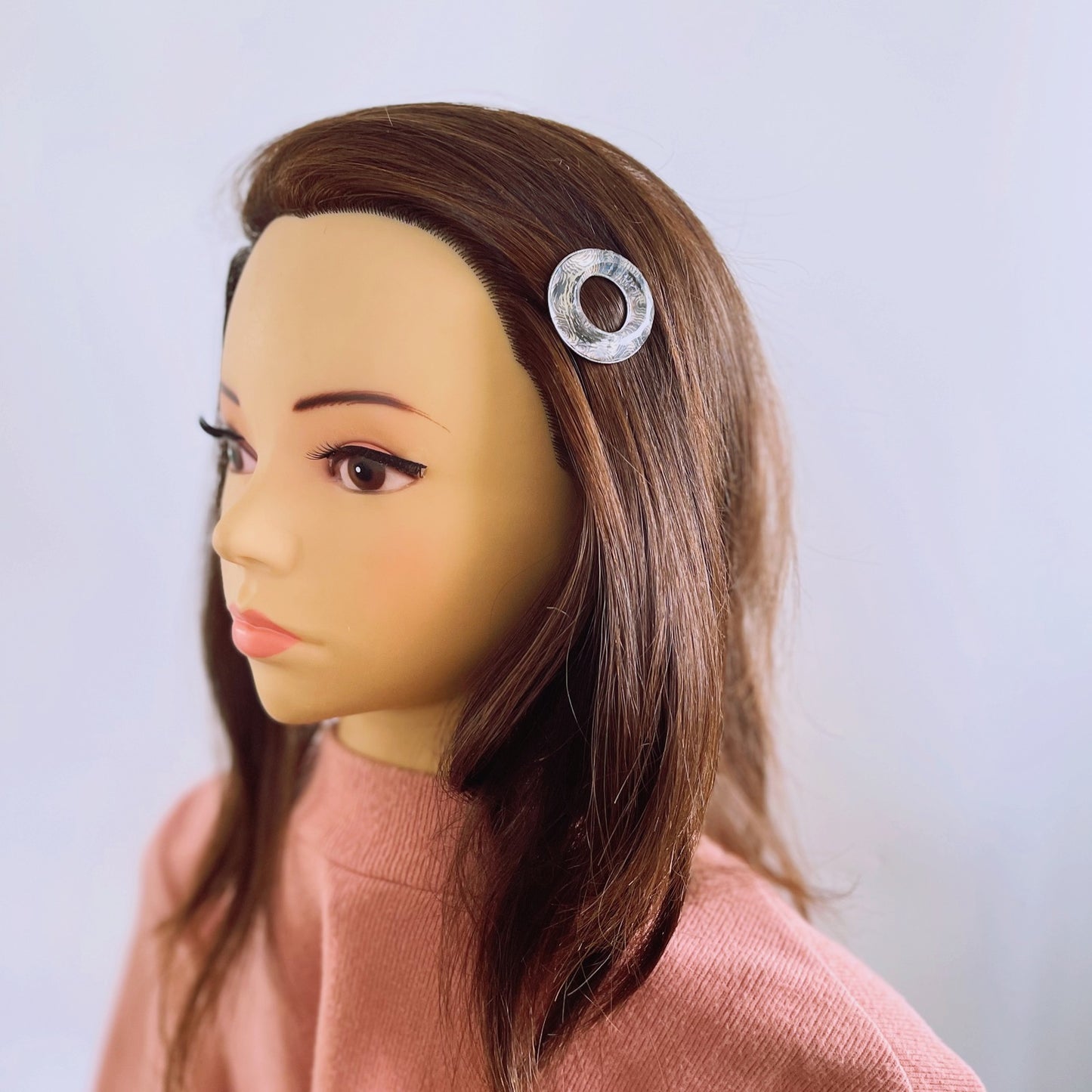 大人 パッチン留め 水色 ドーナツ パッチン留め