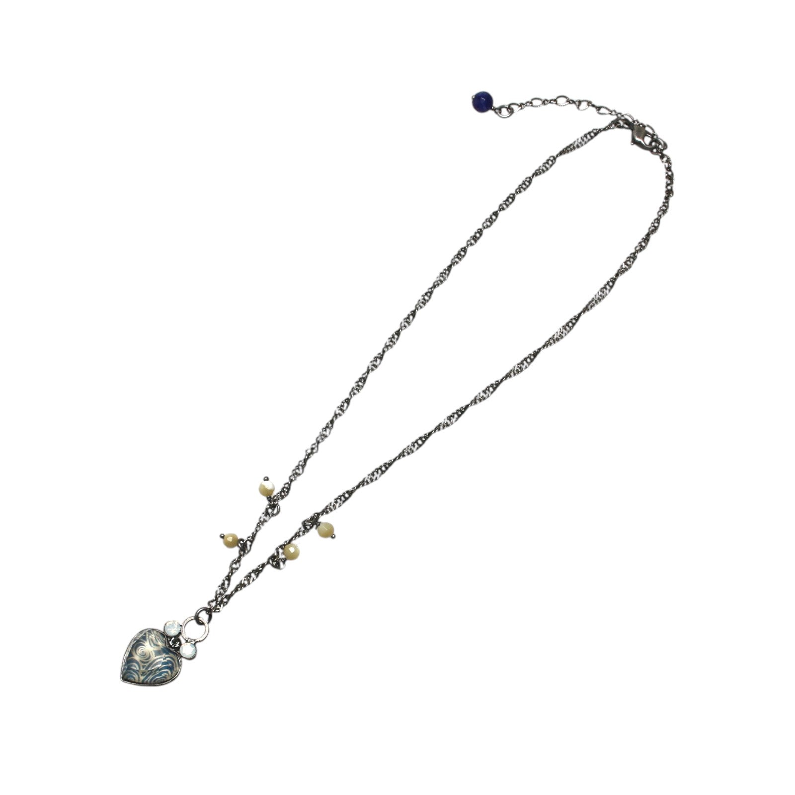 ネックレス 渦巻き ハート 水色 ネックレス