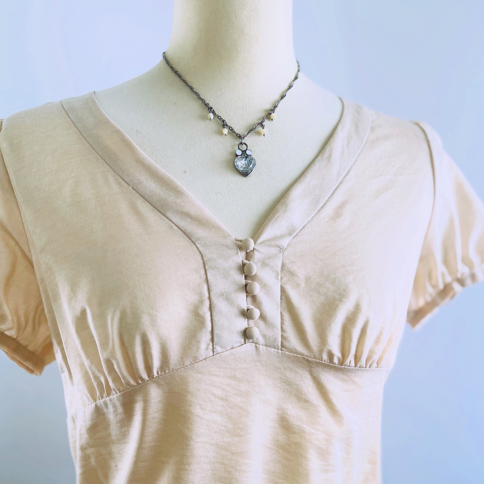 ネックレス 渦巻き ハート 水色 ネックレス