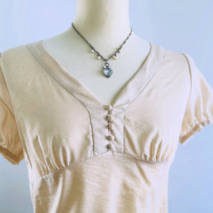 ネックレス 渦巻き ハート 水色 ネックレス