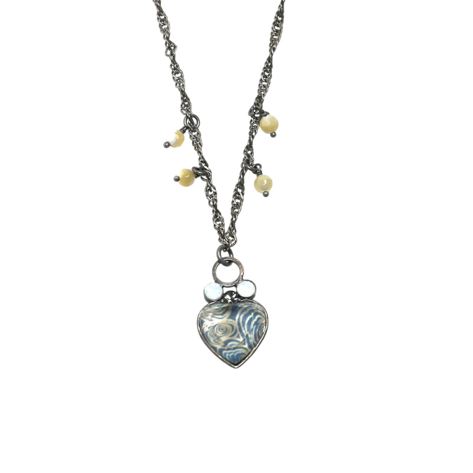 ネックレス 渦巻き ハート 水色 ネックレス