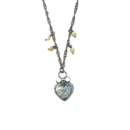 ネックレス 渦巻き ハート 水色 ネックレス