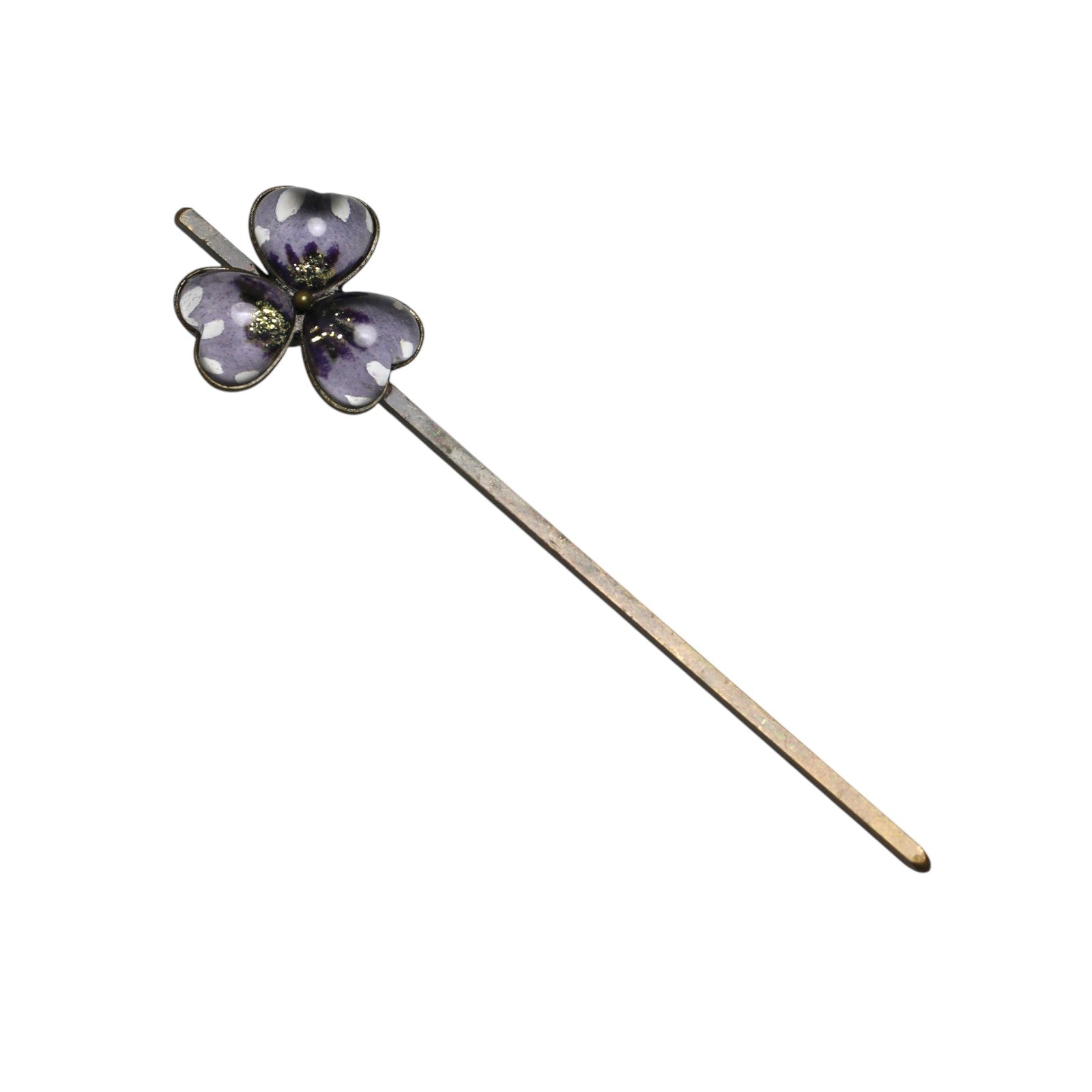 短いかんざし すみれ 花 紫 二股かんざし