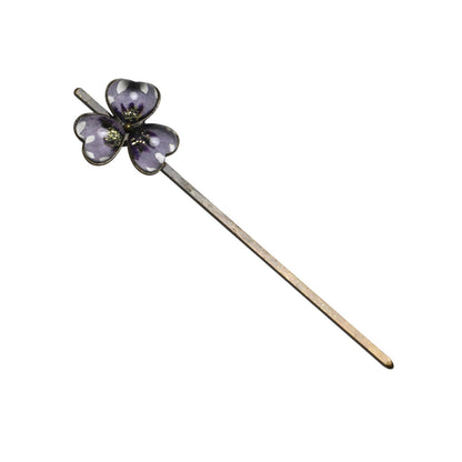 短いかんざし すみれ 花 紫 二股かんざし