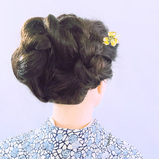 短いかんざし すみれ 花 ゴールド 黄色 TAMARUSAN