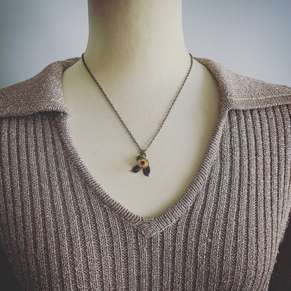 ネックレス 花 葉っぱ アンティーク風 TAMARUSAN