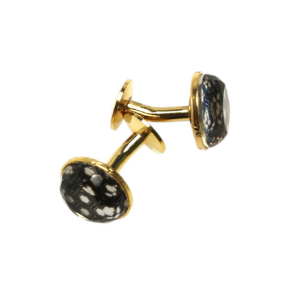 カフスボタン 白黒 亀甲 金 TAMARUSAN