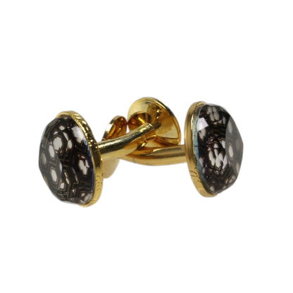 カフスボタン 白黒 亀甲 金 TAMARUSAN