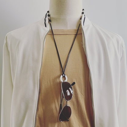 眼鏡ホルダー ネックレス オニキス 白黒 2way 眼鏡ホルダー