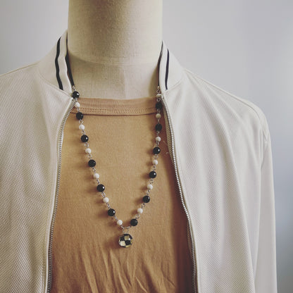 眼鏡ホルダー ネックレス オニキス 白黒 2way 眼鏡ホルダー