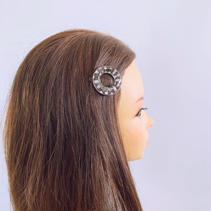 パッチン留め 亀甲 白黒 銀 TAMARUSAN