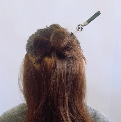 着せ替えかんざし 白黒 市松 木製 TAMARUSAN