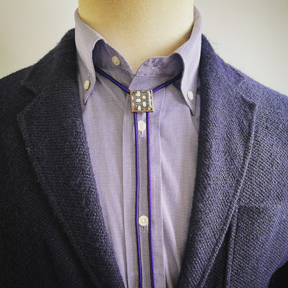 組紐ループタイ 黒 亀甲 正絹 四角 TAMARUSAN