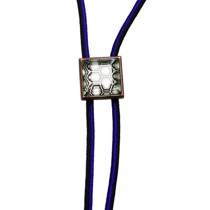 組紐ループタイ 黒 亀甲 正絹 四角 TAMARUSAN