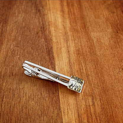 ネクタイピン 白黒 唐草 四角 TAMARUSAN