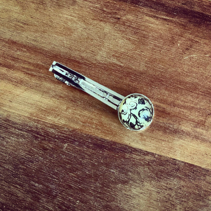 ネクタイピン 唐草 白黒 丸 贈り物 ネクタイピン