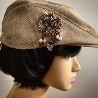 ブローチ 紫 ユリ 花 コサージュ TAMARUSAN