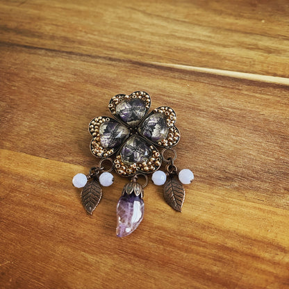 ブローチ 紫 ユリ 花 コサージュ TAMARUSAN