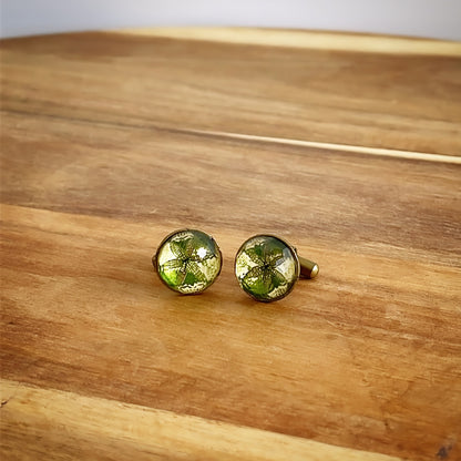 カフスボタン 緑 丸 ユリ TAMARUSAN