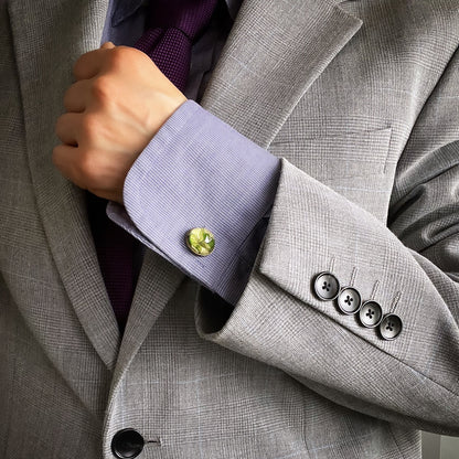 カフスボタン 緑 丸 ユリ TAMARUSAN