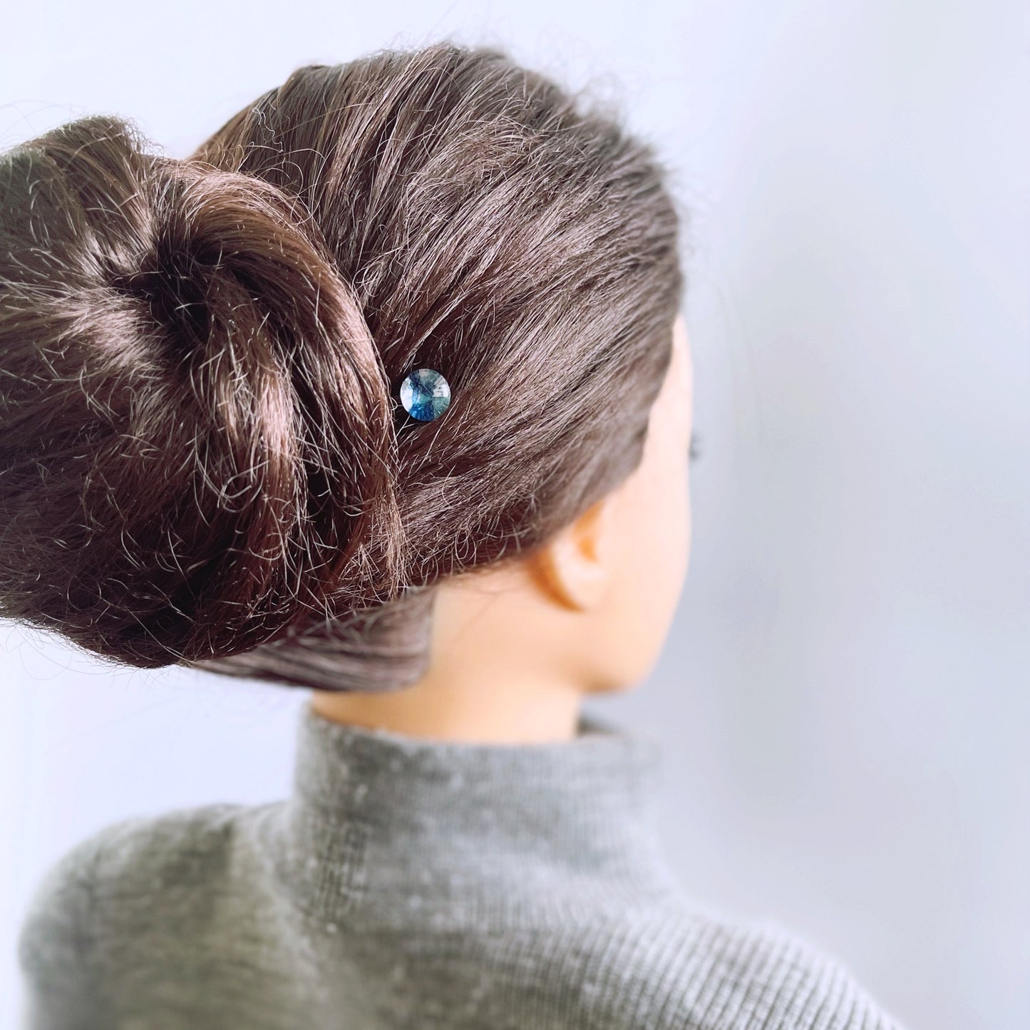 ヘアピン ユリ 青 飾り取り外し可能 髪留め 高級ヘアピン