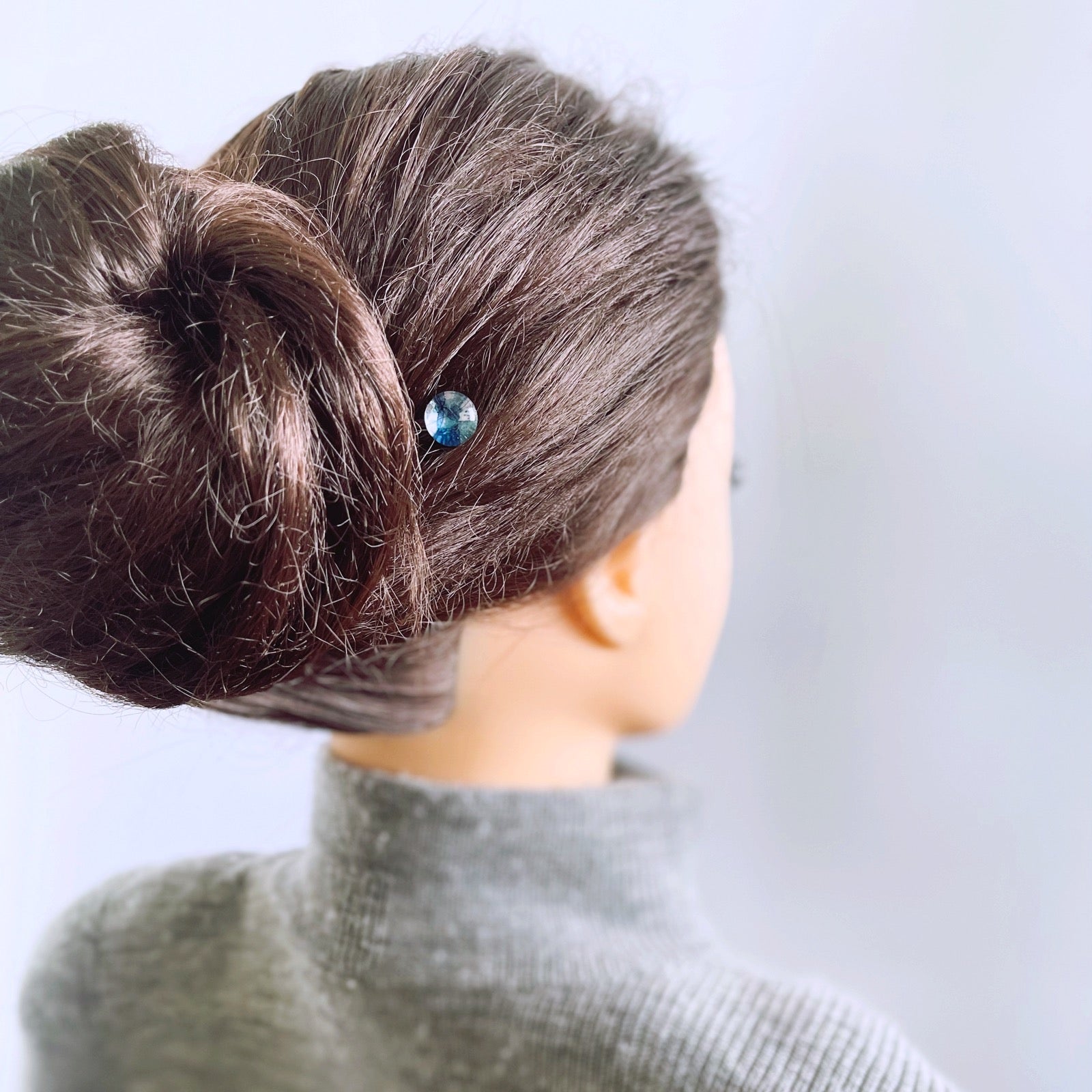 ヘアピン ユリ 青 飾り取り外し可能 髪留め 高級ヘアピン