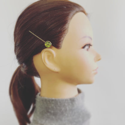 ヘアピン 緑 ユリ 丸 高級ヘアピン