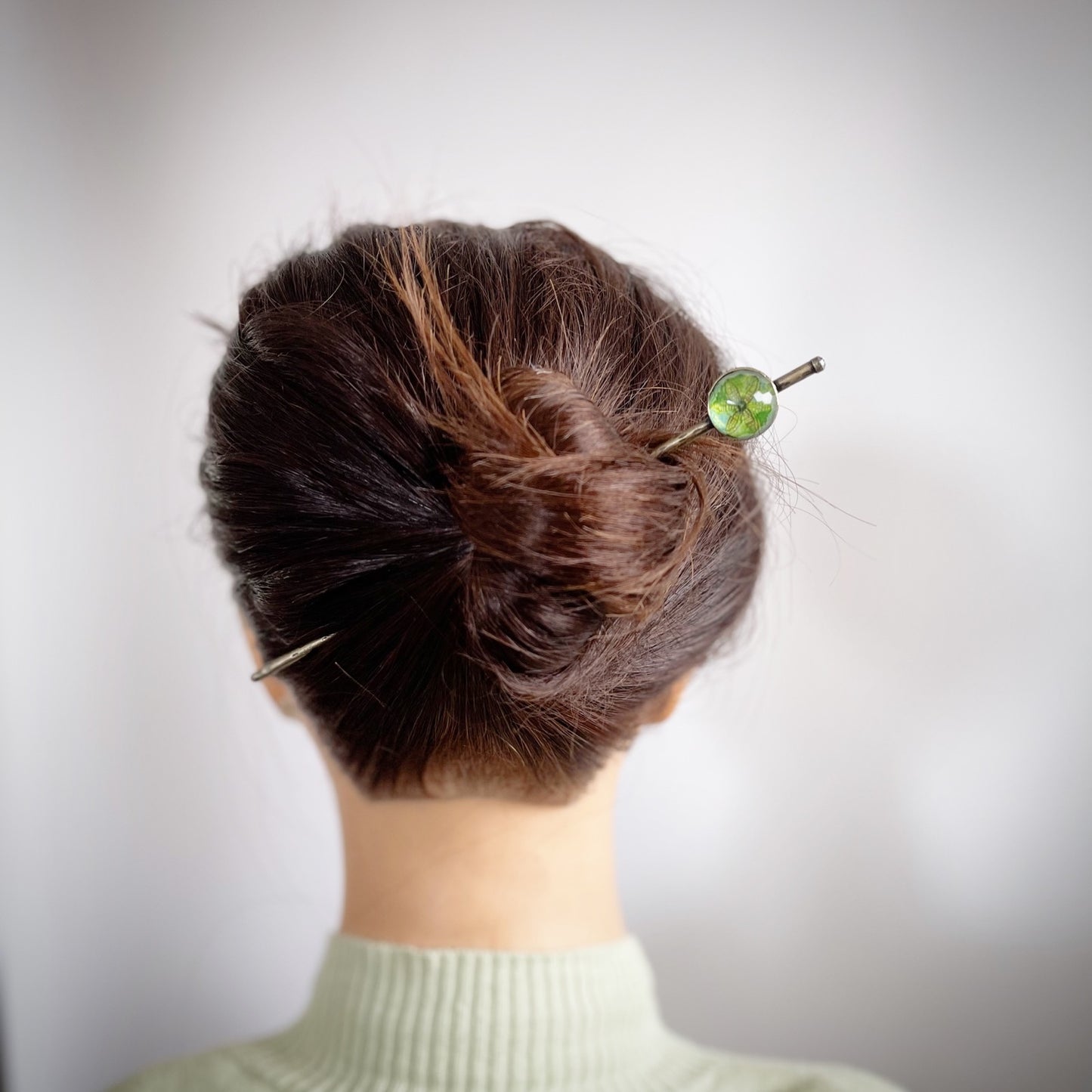 玉かんざし 黄緑 和風 ユリ 一本挿しかんざし