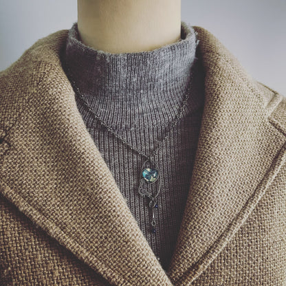 ネックレス 青 ユリ ハート 小鳥 TAMARUSAN