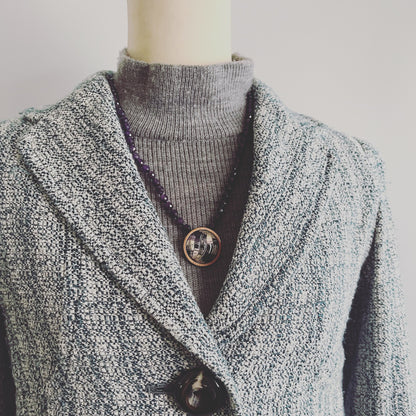 セミロングネックレス 紫 アメジスト ユリ 古希 TAMARUSAN