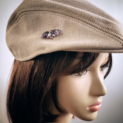 ピンブローチ ラペルピン 紫 ユリ アンティーク調 TAMARUSAN