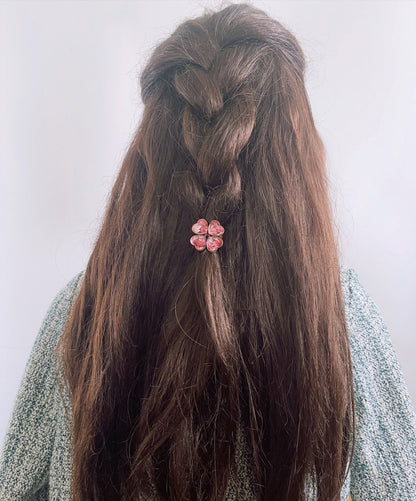 ヘアゴム 赤 ユリ 四つ葉 花 大人 TAMARUSAN