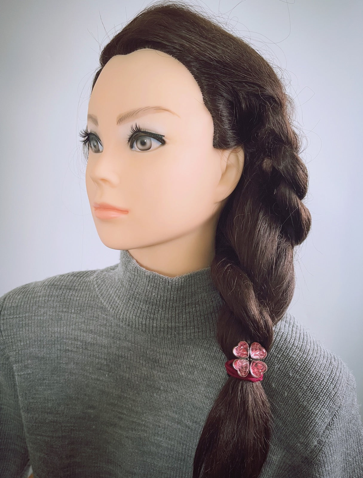 ヘアゴム 赤 ユリ 四つ葉 花 大人 TAMARUSAN