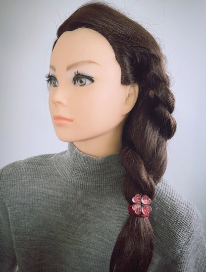 ヘアゴム 赤 ユリ 四つ葉 花 大人 TAMARUSAN