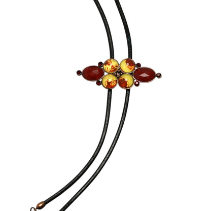 革紐 ループタイ 赤 フリンジ 黒 TAMARUSAN