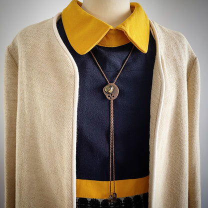 チェーンループタイ 茶色 アンティーク調 ユリ ループタイ