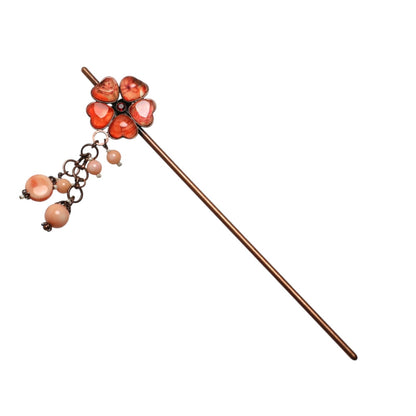 花 かんざし 朱色 珊瑚 TAMARUSAN