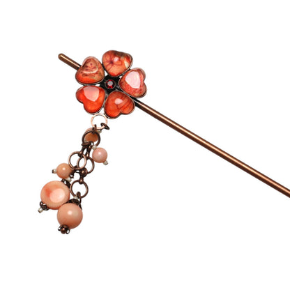 花 かんざし 朱色 珊瑚 TAMARUSAN