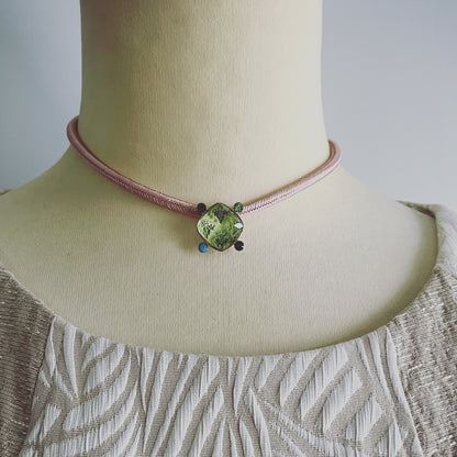 組紐チョーカー ピンク 水色 モノグラム TAMARUSAN