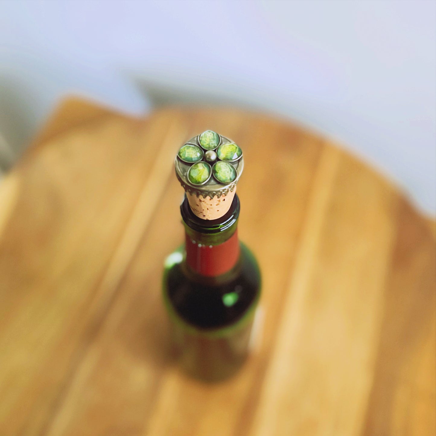 ワインコルク 花 黄緑 ユリ 雑貨