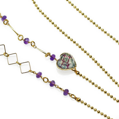 眼鏡チェーン 水面 ブルー アメジスト ゴールド 24k TAMARUSAN